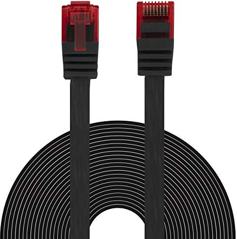 BIGtec Ethernet LAN Kabel 5m flexibles flaches Netzwerkkabel Patchkabel schwarz flachband Cable Gigabit DSL ISDN Flachbandkabel Verlegekabel RJ45 Stecker