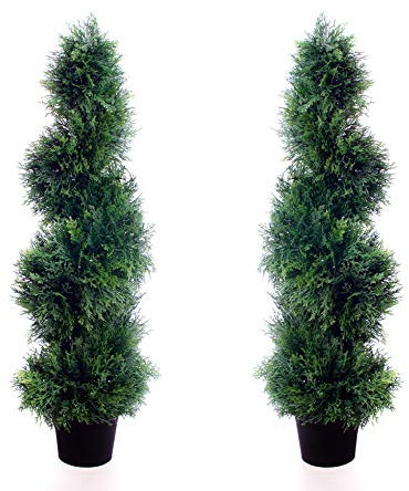 Best Artificial Coppia di alberi topiaria a spirale in legno di bosso da 90 cm (90 cm)