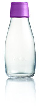 Retap ApS Grande Bouteille d'eau en Verre Borosilicate 0,8 Litre, Verre, Violet, 0.3 / Small