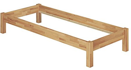 Erst-Holz Einzelbett in Überlänge 120x220 Buche Massivholz-Bettgestell ohne Rollrost 60.84-12-220 oR