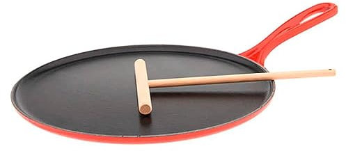 Le Creuset L2036-2767 Sartén para crepes - Cacerola (Sartén para crepes, Rojo, Cerámico, Gas, Halógeno, Inducción, Placa de sellado, Francia, 27 cm)