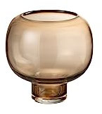 J-Line Vase sur Pied Rond Verre Marron Clair Small