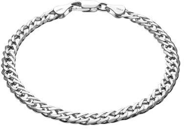 STERLL Herrenarmband Aus 925 Sterlingsilber Mit Karabinerverschluss Und Panzerkettendesign 23 cm