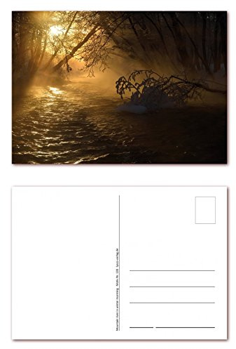 12 Stück Postkarten Wald-Gebirgsfluss im Morgengrauen Ansichtskarten im DIN A6 Format (PKT-106)