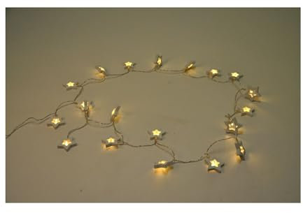 BURI Lichterkette 20 LEDs Weihnachtsdeko Stern Blüte Hochzeit Leuchtdeko Batterie, Variante:Stern/Holz