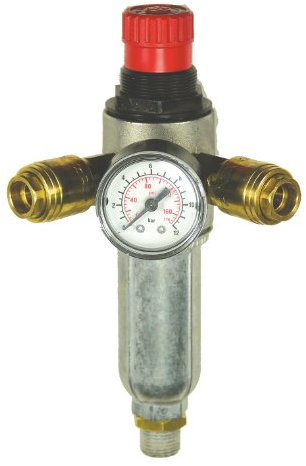 Mecafer 152172 Détendeur + Filtre + 2 sorties rapides à orifice 3/8 M
