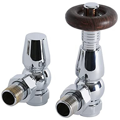 Milano Windsor Traditional Chrome Angled Heated Towel Rail Radiator Thermostatic Valves