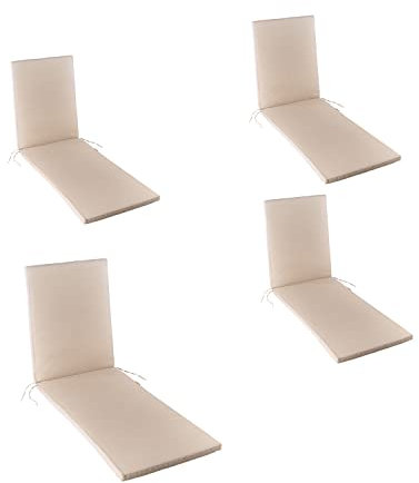 Pack 4 Cojines textilene para Tumbona de Piscina Color Arena, Medidas 196x60x5 cm, Tela Antimanchas, Desenfundable, Funda de cojín con Relleno para Tumbona de jardín, Cojín Hamaca de Piscina