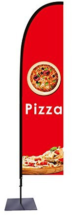 Beachflag Pizza Werbefahne Federform über 2m hoch für den Außen- und Innenbereich