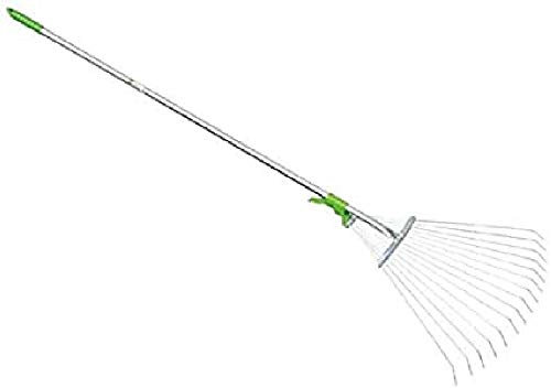 VERDEMAX 633923- Scopa regolabile in metallo per erba e foglie 120cm, verde-alluminio