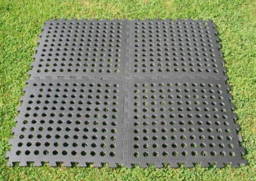 Kampa Durable Interlocking Gym Equipment Exercise Mat - Non-Slip Cushioned Foam Mats, UV Stabilized, Rot-Proof, Waterproof, Indoor/Outdoor Use, Heavy Duty, Easy Assembly, Easy to Clean, Black
