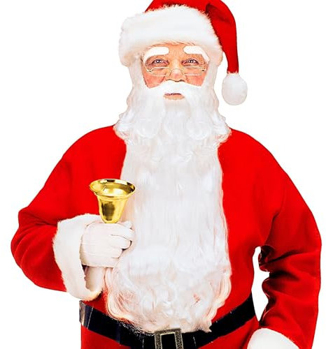 W WIDMANN MILANO Party Fashion 1523C - Luxus Weihnachtsmann, Bart mit Schnurrbart und Augenbrauen, Accessoire, Nikolaus, Karneval, Mottoparty