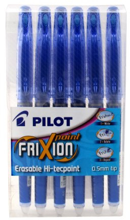 Pilot Frixion Point Erasable Rollerball 0.5 mm Tip - Blue, Pack of 6