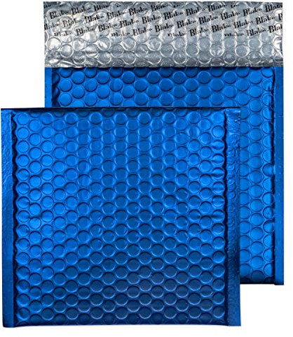 Blake Purely Packaging MTVB165 Quadratische Metallische Luftpolsterversandtasche Haftklebung Matt Sieges Blau 165 x 165 mm | 100 Stück