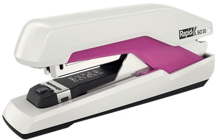 Rapid 5000548 Tacker Super Flachheftgerät (30 Blatt, Mühelos, Omnipress, Hochwertiges Ergonomisches Gehäuse, Inkl. Heftklammern, SO30, pink) weiß/pink