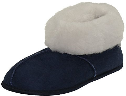 Harrys-Collection Damen Herren Hausschuhe aus Lammfell in 5 Farben, Farben:Marine, Schuhgröße:36