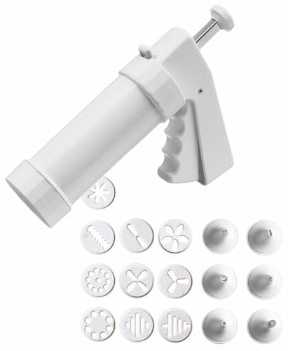 ORIGINAL KAISER Pâtisserie Classic Gebäckpresse 200 ml, mit 10 Designscheiben 6 Garniertüllen, einfache Einhand-Bedienung, 21.5 x 15.5 x 5.6 cm