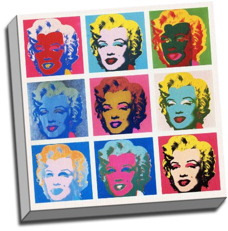 Leinwanddruck / Leinwandbild, Motiv Marilyn Monroe Warhol Pop-Art, auf Rahmen gespannt, 50 x 50 cm