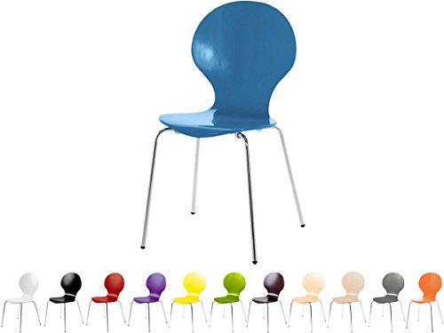 Stapelstuhl Bistrostuhl Stuhl Esszimmerstuhl Küchenstuhl Design Metall Holz stapelbar sehr belastbar Marcus (Himmelblau)