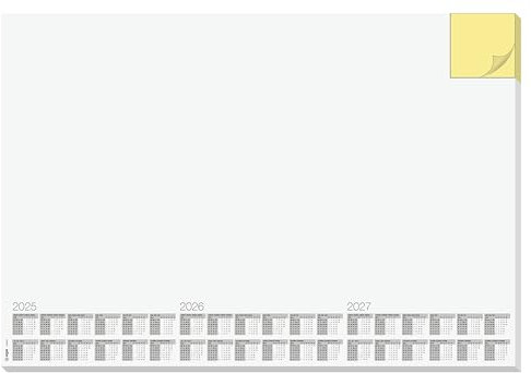 SIGEL HO490 Papier-Schreibunterlage mit Haftnotizblock, aktueller 3-Jahres-Kalender, ca. DIN A2 - extra groß, 30 Blatt, vegan, aus nachhaltigem Papier