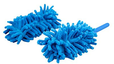 StaubWunder Staubwedel Staubwischer, ausziehbarer Teleskopstiel Staubfänger und Mikrofaseraufsätze aus Chenille zum Spinnenweben entfernen und Staub wischen - Duster Flexi in blau + Ersatzbezüge
