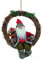 Weihnachtlicher Holzkranz - Türkranz zum hängen mit rot-grau gekleidetem Weihnachtsmann