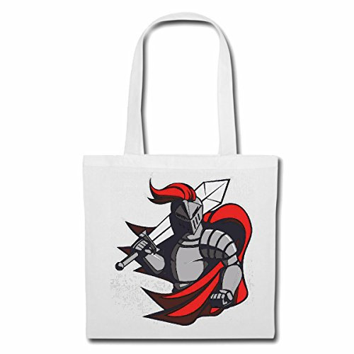 Reifen-Markt Tasche Umhängetasche RITTERRÜSTUNG RITTER SCHWERT RITTERRÜSTUNG RITTERBURG RITTERHELM SCHUTZSCHILD Einkaufstasche Schulbeutel Turnbeutel in Weiß