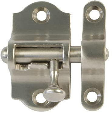 Amig - Pasador de Sobreponer para Puertas Mod.720-25 x 46 mm - Pestillo de Seguridad para Cierre Horizontal - De Latón con Acabado Cromado Mate - Incluye Tirafondos