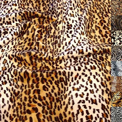 TOLKO 50cm Kunstfell Meterware | robustes Fellimitat für Kunstfelldecke Stuhlauflage Bezug Polsterstoff Kostüm Jacke Rock Fellstoff Kunstpelz Stoff zum Nähen Polstern Beziehen (Gepard)