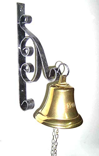 Campana Ottone Squillante Staffa a muro Ferro Battuto Campanaccio Campanella