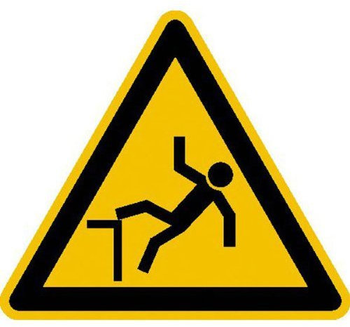 INDIGOS UG - Warnung vor Absturzgefahr Warnschild, selbstklebende Folie 40cm - Warnung - Sicherheit - Hotel, Firma, Haus