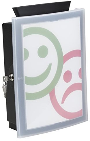 HAN Sammelbox IMAGE'IN mit transparenter abschließbarer Tür und auswechselbarem Motiv, Wahlurne, Spendenbox, Losbox, Aktionsbox - zur Wandmontage oder freistehend mit Standfüßen, 4102-13, schwarz