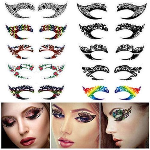 Fat-catz-copy-catz 5x Pairs of Different Colourful Adult eye shadow Fashionable Fun Temporary Eye Tattoo Makeup Butterfly, Fancy dress