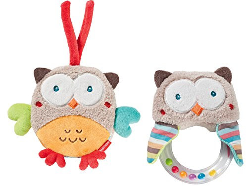 Baby-Nova Set Eule Baby Bilderbuch und Ringrassel Greifling Eule