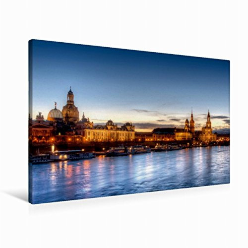 Premium Textil-Leinwand 90 x 60 cm Quer-Format Dresden Skyline | Wandbild, HD-Bild auf Keilrahmen, Fertigbild auf hochwertigem Vlies, Leinwanddruck von Steffen Gierok