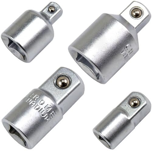 Adapter-Satz Steckschlüssel-Einsatz 1/4 6.3mm 3/8 10 mm u. 1/2 12.5mm Stecknuss VERBINDUNGSSTÜCK ÜBERGANGSTEIL Reduzierstück Vergrößerungsstück 4-tlg. für Knarren, Nuss, Ratschen