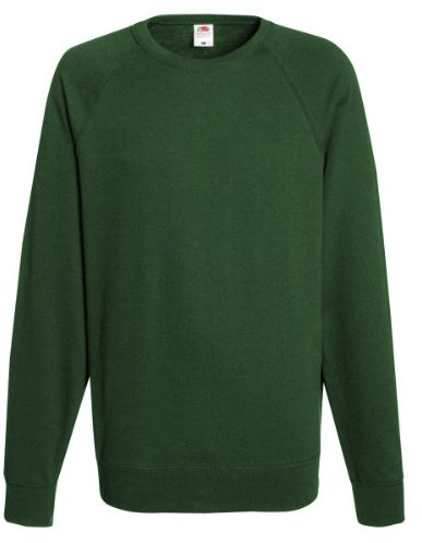 Fruit Of The Loom - Sudadera de raglán con cuello redondo y manga larga para hombre verde botella Small