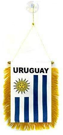 AZ FLAG BANDERIN de Uruguay 15x10cm con Ventosa - BANDERINA URUGUAYA 10 x 15 cm para Coche