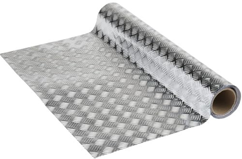 Vénilia Papier adhésif Argent Cannelé aspect industial - 45cm x 1,5m - Épaisseur 215μ, Film autocollant pour meuble et cuisine, film décoratif, papier peint, PVC sans phtalates, Fabriqué en UE