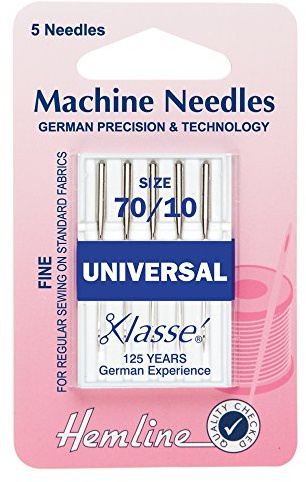 Hemline Sewing Machine Needles Size 70/10 - 5 Needles