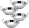 Kosma Set of 4 Premium Stainless Steel Balti Serving Dishes, Size - 17 cm | Elevated Rim