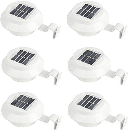 iSunMoon 6 pack draussen solarbetriebene led-licht gutter zaun dachrinne garten-yard-wandleuchte 3 led-weißlicht - set aus 6
