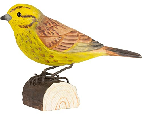 WILDLIFEGARDEN WG419 DecoBird Goldammer - Handgeschnitzter Dekorative Vogel aus Holz - Kleine Europäische Vögel