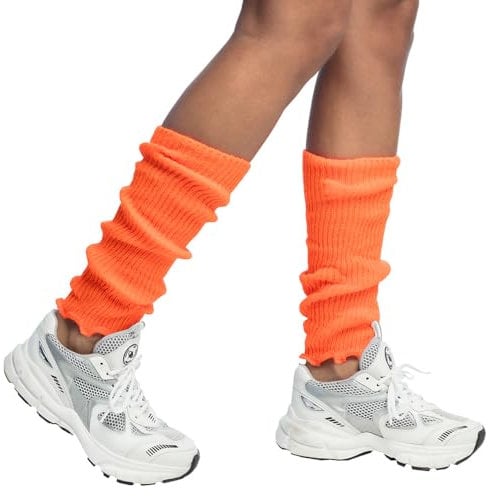 Boland - Beinwärmer für Erwachsene, Unifarben, Einheitsgröße, Stulpen, Socken, Overknees, 80er Jahre, Kostüm, Karneval, Mottoparty, Neonorange