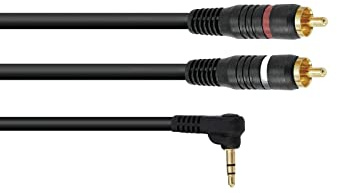 OMNITRONIC Adapterkabel 3,5 Klinke 90°/2xCinch 0,5m