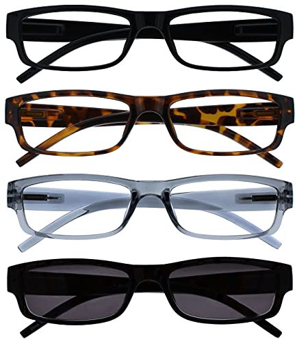 OPULIZE Nero Marrone Grigio Lettori Con Nero Uv400 Lettore Sole Valore 4 Pacco Uomo Donna Rrrs32-1271 +2,00-88 Gr