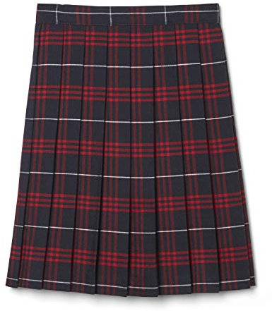 French Toast Big Girls' Plaid Pleated Skirt, Navy/Red, 7