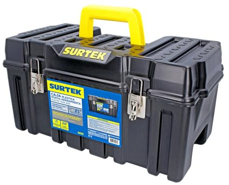 SURTEK Werkzeugkoffer, mobiler Werkzeugträger, 53,3 x 27,9 x 25,4 cm, mit geformter ABS-Kunststoff-Konstruktion und Doppelverriegelung aus Metall – CPS20