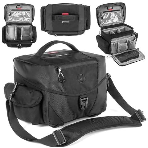 Tamrac Stratus 15 Camera Bag for Photographers, Camera Case for Photography Accessories, Shoulder Bag for DSLR and Mirrorless Cameras, Crossbody Camera Bag with Tripod Holder Strap - Black