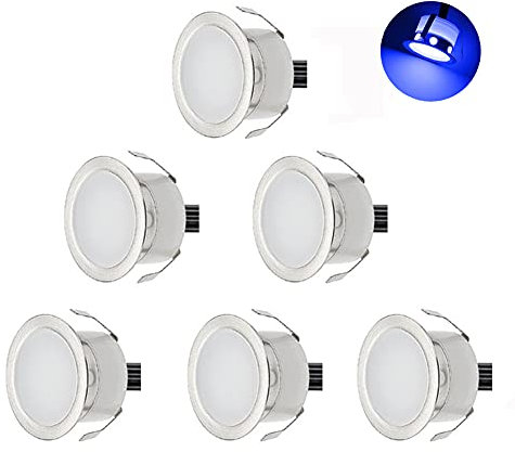 CHNXU 6er Set LED Einbaustrahler Blau Bodeneinbaustrahler 12V Ø30mm Deckenspots 0,6W 9LM Terrassenbeleuchtung Außen IP67 Wasserdichte LED Bodenleuchten Treppen Beleuchtung